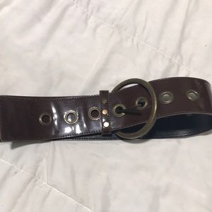 Patent leather brown belt